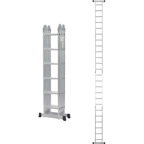 ALDORR Home - Vouwladder Aluminium 4 x 6 treden zonder platform - 6,90 meter