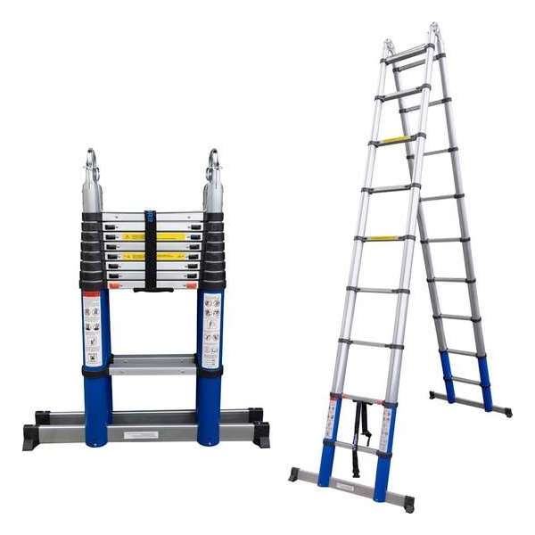 ALDORR Home Telescopische Vouwladder 5,60 meter - met Stabilisatievoet en Soft Closing - Aluminium