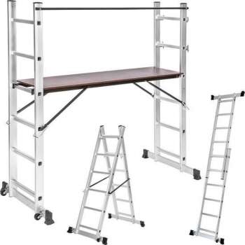 tectake 401668  Multifunctionele ladder - Steiger stelling - Werkhoogte 1m