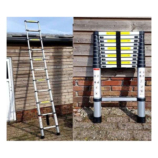 Telescopische ladder 11 treeds - Uitschuifbaar - Werkhoogte 3.20m