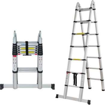 ALDORR Home Telescopische Vouwladder 4,40 meter - met Stabilisatievoet en Soft Closing - Aluminium