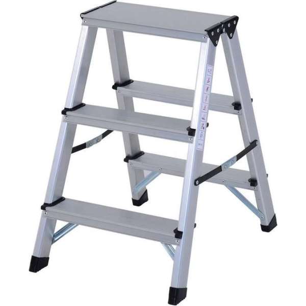 Trapladder - Industrietrap - Trap - Huishoudtrap - 3 Treden - Aluminium