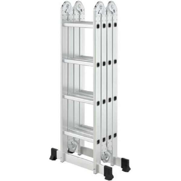 Multifunctionele Vouwladder - 4x4 sporten - Inclusief stabiliteitsbalk - Werkhoogte 4.52m