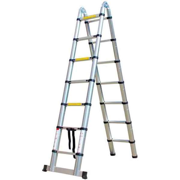 Telescopische vouwladder - 16 treeds - Werkhoogte 4.40m