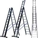 ALDORR Professional 3-delige Uitgebogen Reformladder 3x11 - Hoogte 7,40 meter - Extra stabiel door uitgebogen bomen - Zwart