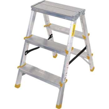 DRABEST Dubbelzijdige Trapladder - 2x3 sporten - Aluminium