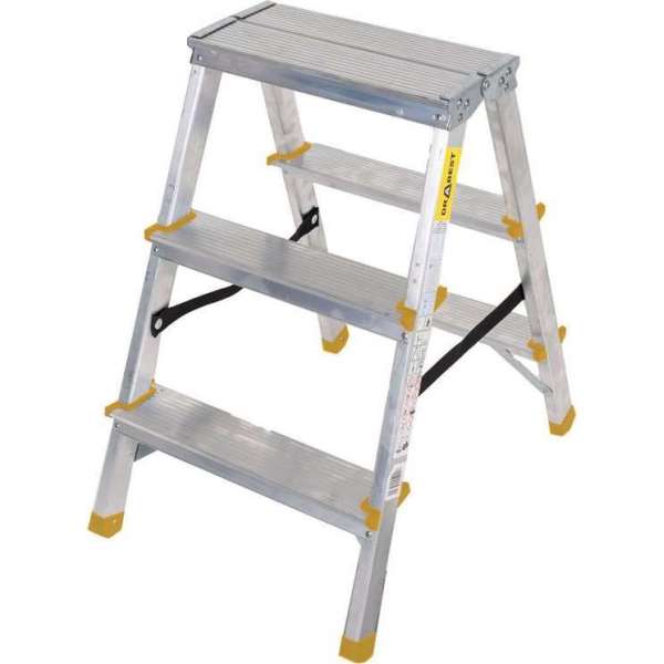 DRABEST Dubbelzijdige Trapladder - 2x3 sporten - Aluminium