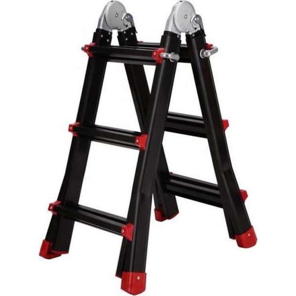 AL Ladders Professionele telescopische joint vouwladder 4X3 Treden Black