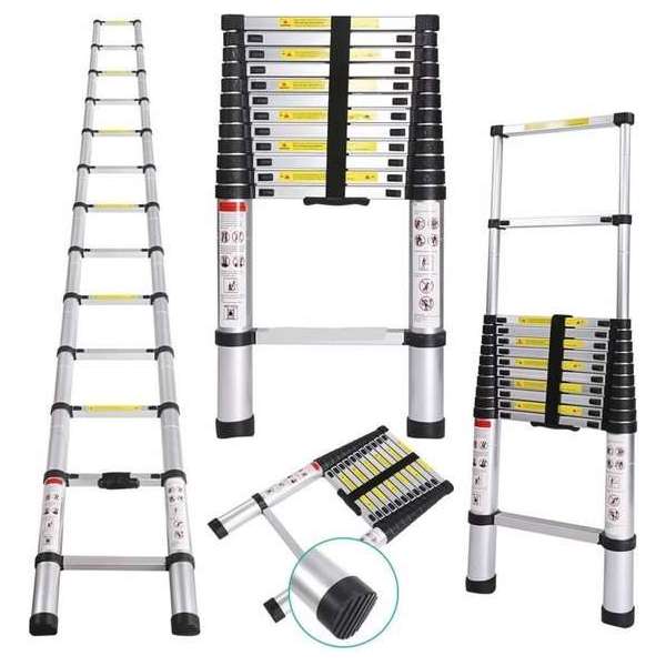 UltraToolz Telescopische ladder 13 treeds - Werkhoogte 3.80m