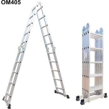 Multifunctionele Vouwladder - 4x5 sporten - Inclusief stabiliteitsbalk - Werkhoogte 5,61 m