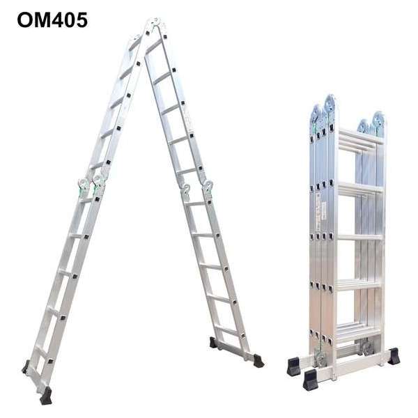 Multifunctionele Vouwladder - 4x5 sporten - Inclusief stabiliteitsbalk - Werkhoogte 5,61 m