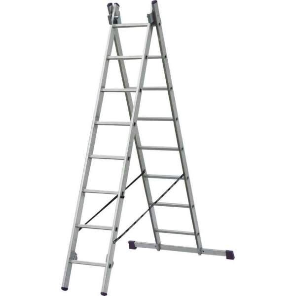 Alumexx Reformladder 2x8 sporten - Met stabiliteitsbalk - Werkhoogte 4.47m