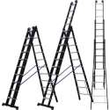 ALDORR Professional 3-delige Uitgebogen Reformladder 3x10 - Hoogte 6,70 meter - Extra stabiel door uitgebogen bomen - Zwart