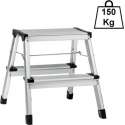 Decopatent® Huishoudtrap Keukentrap - Met 2 Treden - Aluminium - Huishoudladder Inklapbaar - Trapladder Opvouwbaar - Anti-Slip