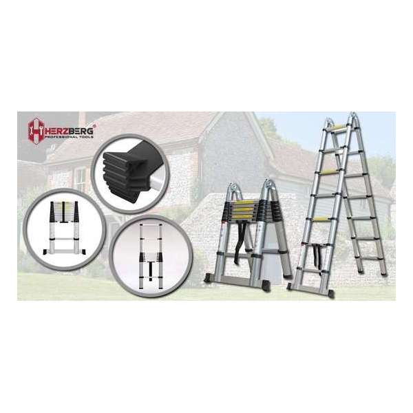 Herzberg - Ladder - Telescoopladder - Intrekbare Aluminium Telescopische Ladder - 5.60M - HG-5560