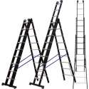 ALDORR Professional 3-delige Uitgebogen Reformladder 3x9 - Hoogte 5,90 meter - Extra stabiel door uitgebogen bomen - Zwart