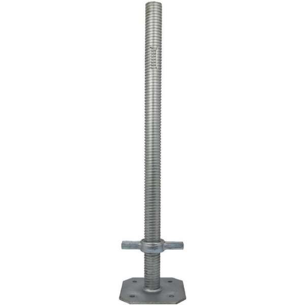 Verstelbare voetspindel 500x38mm, Stalen spindel met voetplaat, Electrolytisch verzinkt staal, GeZu-Impex