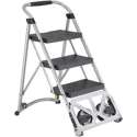 Trapladder - met 3 Brede Anti-Slip Treden - Omvormbaar tot Steekkar - Met Wielen - Draagkracht 135 kg