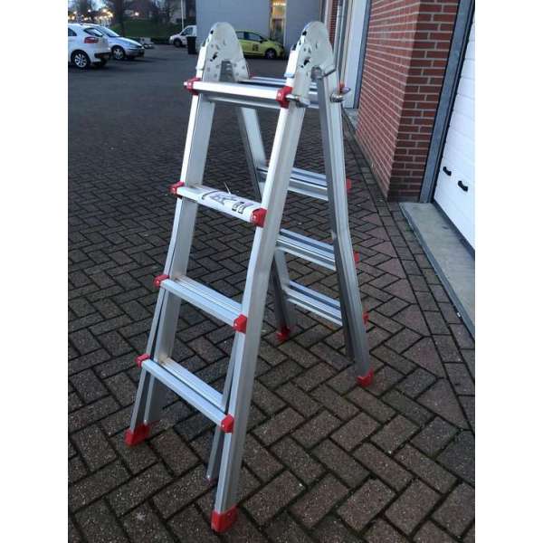 AL Ladders Professionele telescopische joint vouwladder 4X4 Treden Silver