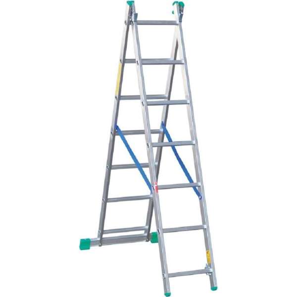 Aluminium opsteek- of uitzetladder professional 2 x 7 treden 197 x 40 cm  EN131 tot 150 kg