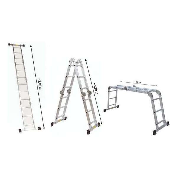 Ladder / Werkladder met Werkplatform - Aluminium - 4 x 3 Treden