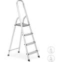 relaxdays huishoudtrap - aluminium - trapladder - keukentrap - ladder - inklapbaar 4 tredes