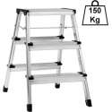 Decopatent® Huishoudtrap Keukentrap - Met 3 Treden - Aluminium - Huishoudladder Inklapbaar - Trapladder Opvouwbaar - Anti-Slip