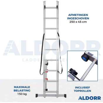 ALDORR Professional 2-delige Reformladder 2x9 - Hoogte 4,20 meter