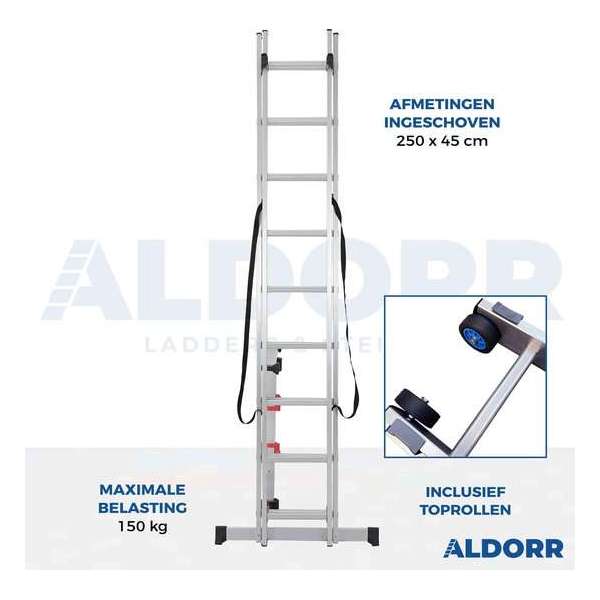 ALDORR Professional 2-delige Reformladder 2x9 - Hoogte 4,20 meter