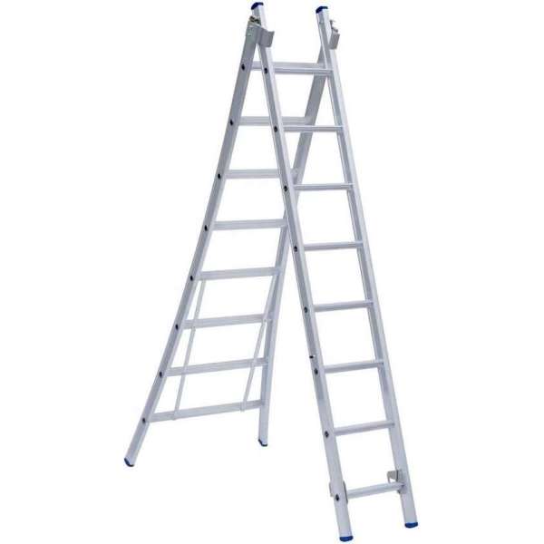 Eurostairs Reform ladder dubbel uitgebogen 2x12 sporten + gevelrollen