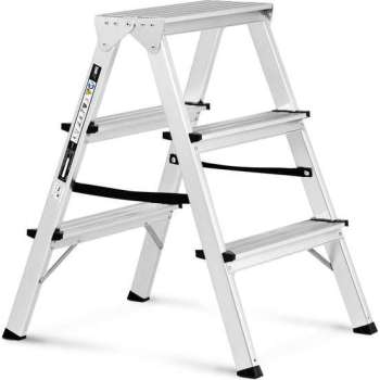 MSW Trapladder - 2 x 3 stappen - aluminium - hoogte 65 cm