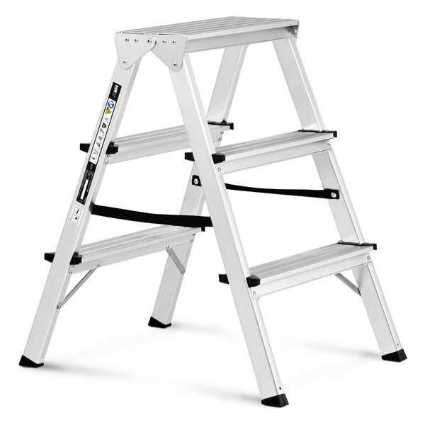 MSW Trapladder - 2 x 3 stappen - aluminium - hoogte 65 cm