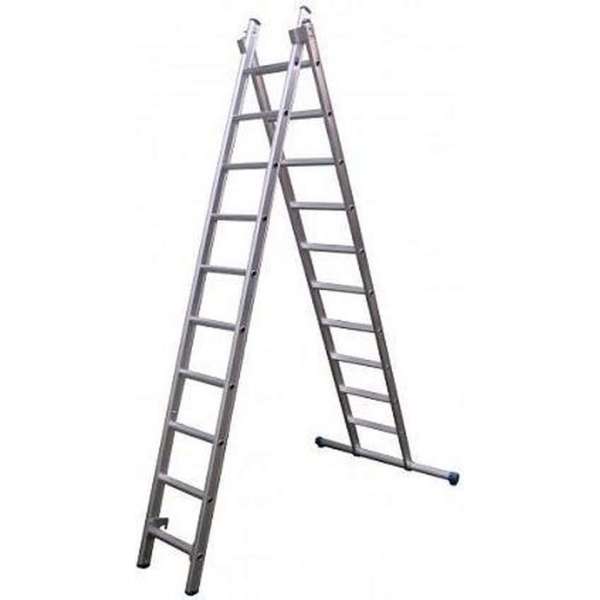 Maxall Reformladder dubbel recht 2x12 sporten + gevelrollen