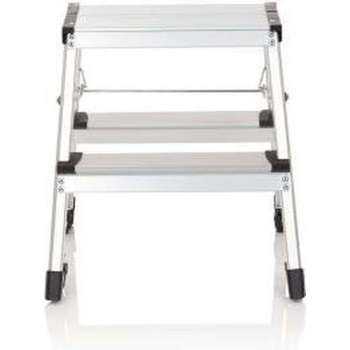 hjh OFFICE Solid VI | vouwladder - 2 tredes - Klaptrap - zilver - Aluminium