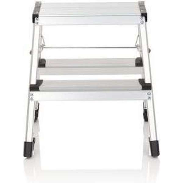 hjh OFFICE Solid VI | vouwladder - 2 tredes - Klaptrap - zilver - Aluminium