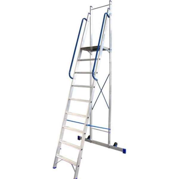 Alumexx Plateau ladder 9 treeds - Met stabiliteitsbalk - Werkhoogte 4.17m