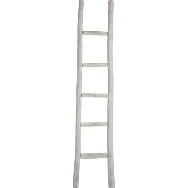 J-Line Ladder Ruw 5 Treden Hout Wit