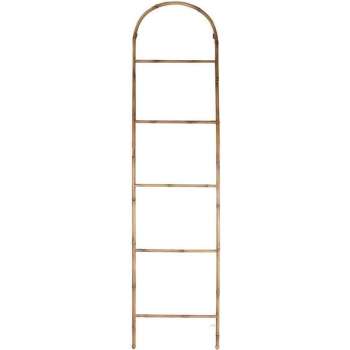 Metalen decoratie ladder - Bamboe | 173 x 45 cm | Opbergrek gemaakt van metaal met natuurlijke uitstraling | Bruin