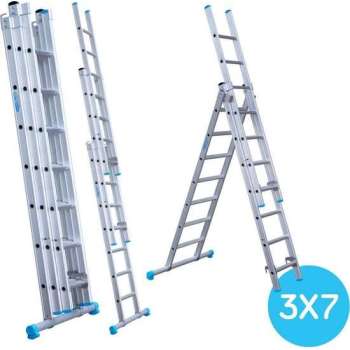 Eurostairs Reform ladder driedelig recht 3x7 sporten