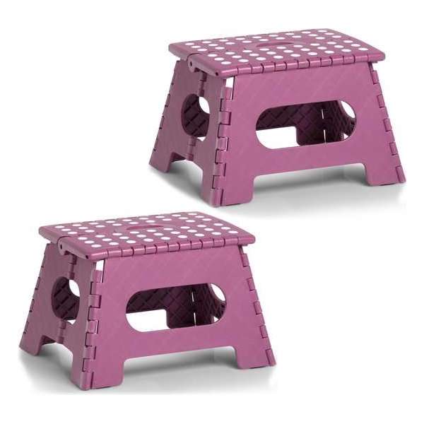 2x Roze opvouwbare opstapjes/opstapkrukjes/toiletkrukjes 35 x 22 cm - Huishouding - Huishoudkrukje/opstapje - Toiletkrukje