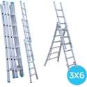 Eurostairs Reform ladder driedelig uitgebogen 3x6 sporten