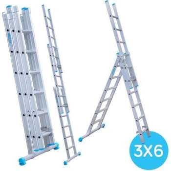 Eurostairs Reform ladder driedelig recht 3x6 sporten