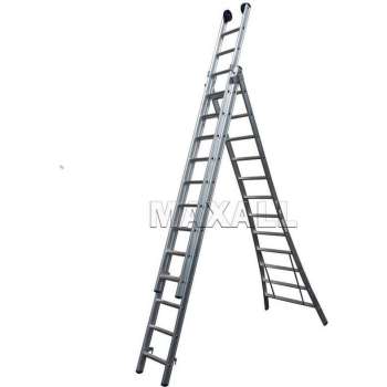 Eurostairs Reform ladder driedelig uitgebogen 3x10 sporten + gevelrollen