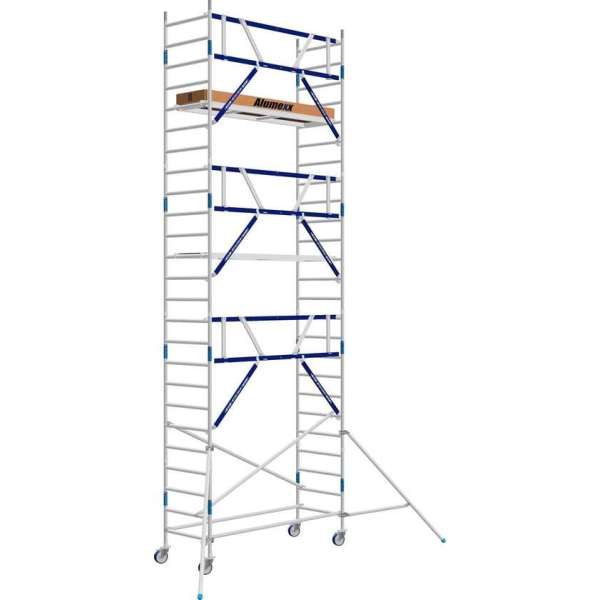 Basic rolsteiger 90 x 8.2 mtr werkhoogte met voorloopleuning en  lengte platform