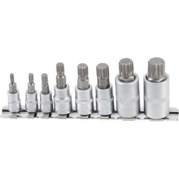 Dopsleutel, Veeltand, XZN, spline, multi-torx doppenset (1/4" + 3/8" + 1/2") 8 delig BGS 5105