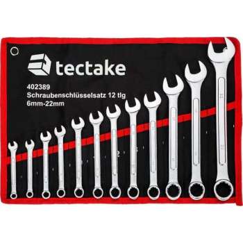 TecTake - 12 delige steeksleutel set ringsleutel set - rood - 402389