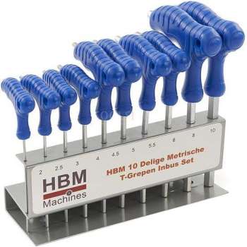 HBM 10 Delige Metrische T-Grepen Inbus Set