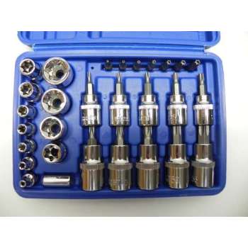 Torx doppenset 1/4", 3/8"inch en 1/2" 29-delig