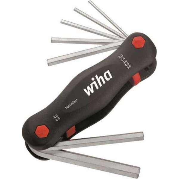 Wiha 351 PG7 7-delige Mini PocketStar Inbussleutelset - uitklapbaar model - 2-8mm