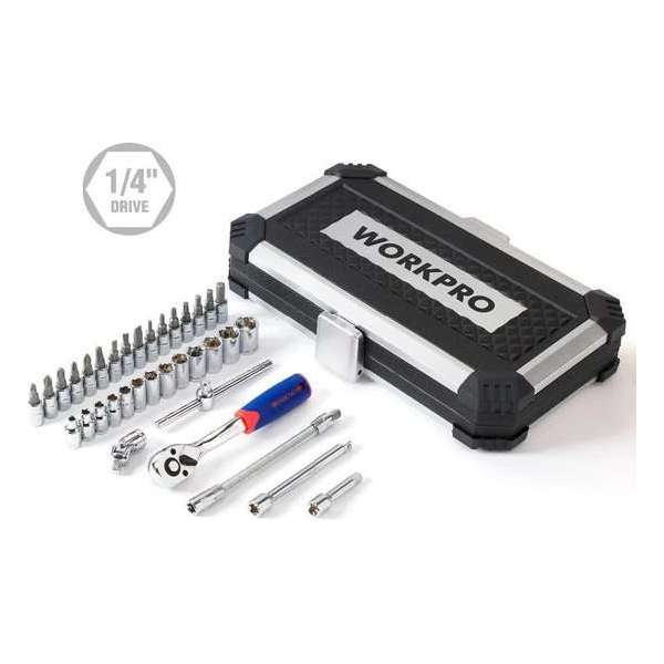 Professionele Ratelset - 36-delige Dopsleutelset 1/4" met Ratel - Doppenset - Momentsleutel - Met Inbus/Torx/Kruiskop/Hex Bitjes